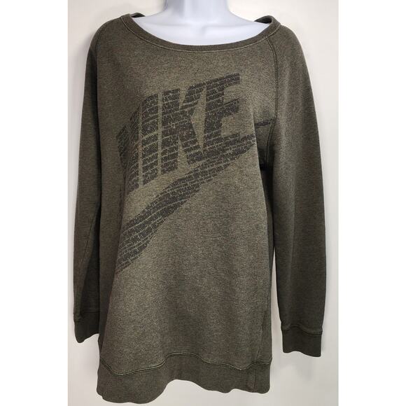 Nike Sweatshirt Olive Green Graphic Swoosh Crewneck Pullover Small Unisex - Picture 10 of 11